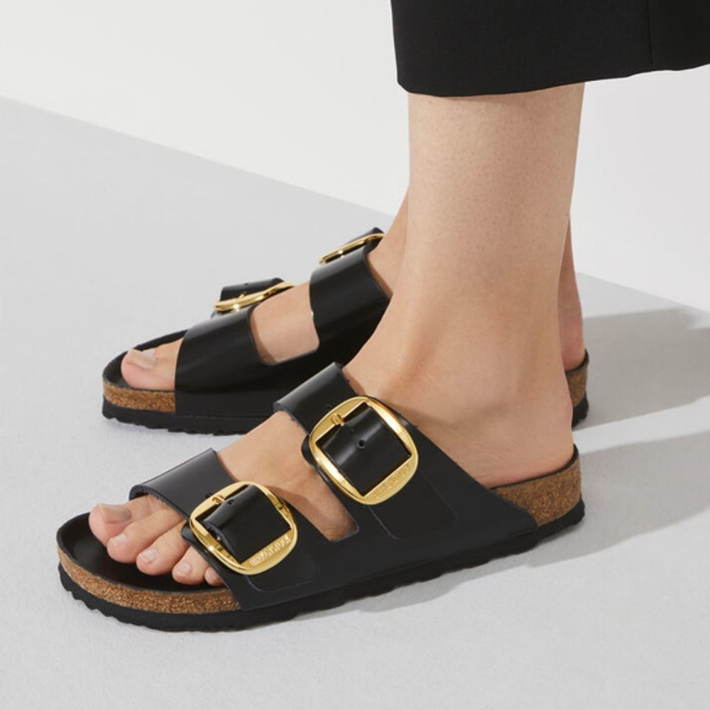 Birkenstock | Arizona Big Buckle Natural Leather Patent Size 39/8 Medium/Narrow